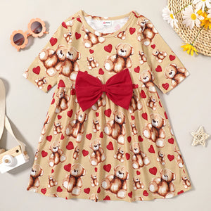 Baby Girl Toddler Bear Heart Dress of Love