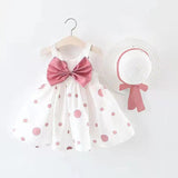 2-piece Baby / Toddler Girl Dots Bowknot Dress and Hat Set