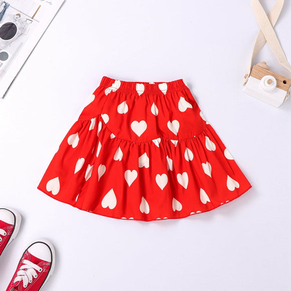 Toddler Girl Casual Heart Print Skirt