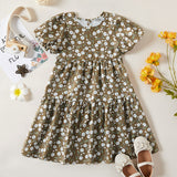 1pc Toddler girl Short-sleeve Cotton Pretty Dress