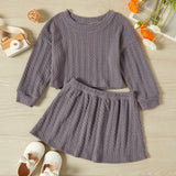 2-piece Toddler Girl Solid Cable Knit Sweater and Skirt Set