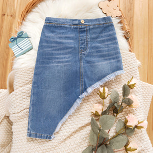 Toddler Girl Irregular Ripped Denim Skirt