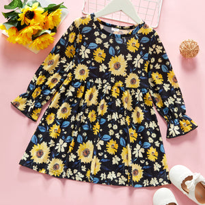 Toddler Girl Floral Print Long-sleeve Dress