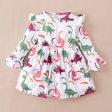 Toddler Girl DinosaurRainbow Letter Print Ruffled Bell sleeves Dress