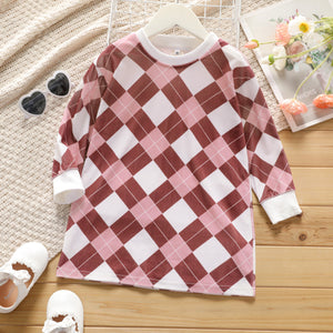 Toddler Girl Colorblock Plaid Sweatshirt Dress