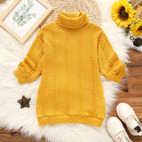 Toddler Girl Turtleneck Cable Knit Long-sleeve Sweater Dress