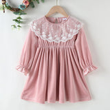 Toddler Girl Lace Design Long sleeve Velvet Dress