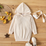 Toddler Girl Cable Knit Textured Hooded Long-sleeve Dress