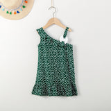 Toddler Girl Polka dots Ruffled Bowknot Design Cami Dress