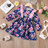 Toddler Girl Ruffled Floral Print Long-sleeve Dress