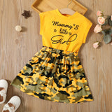 Toddler Girl Letter Camouflage Print Sleeveless Splice Dress