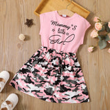 Toddler Girl Letter Camouflage Print Sleeveless Splice Dress