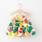 Kid Girl Floral Bowknot Design Colorblock Cami Dress