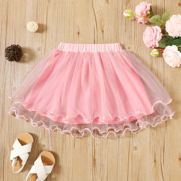 Toddler Girl Lettuce Trim Elasticized Mesh Skirt