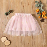 Toddler Girl Snowflake Embroidered Mesh Design Skirt