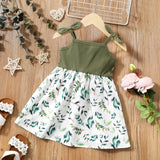 Toddler Girl ButterflyFloral Print Bowknot Design Splice Cami Dress