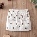 Toddler Girl Polka dots Button Design Elasticized Skirt