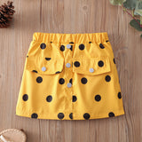 Toddler Girl Polka dots Button Design Elasticized Skirt