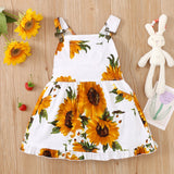 Toddler Girl Floral Sunflower Print Overall Dress