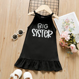 Toddler Girl Letter Print Ruffled Hem Halter Dress