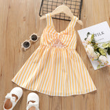 Toddler Girl Stripe Bowknot Design Hollow out Cami Dress