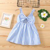 Toddler Girl Stripe Bowknot Design Hollow out Cami Dress