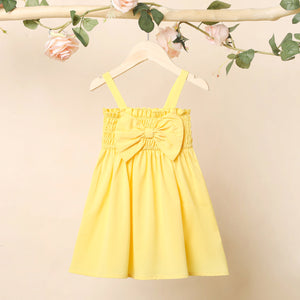 Toddler Girl Bowknot Design Smocked Solid Color Cami Dress