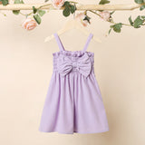 Toddler Girl Bowknot Design Smocked Solid Color Cami Dress