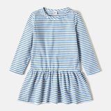 Toddler Girl Cotton Solid and Stripe Long-sleeve Dress