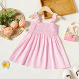 Toddler Girl Smocked Solid Color Cami Dress