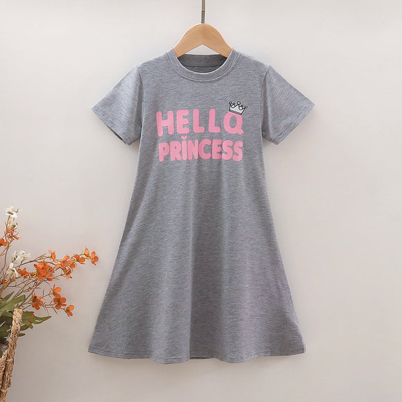 Toddler Girl Letter Print Short-sleeve Grey Tee Dress