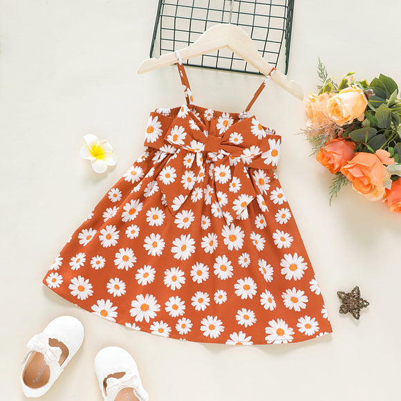 Toddler Girl Floral Print Bowknot Design Cami Dress