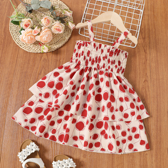 Toddler Girl Floral Print Ruffled Strap Dress