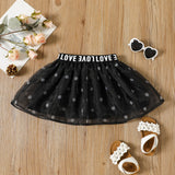 Toddler Girl Letter Print Polka dots Mesh Skirt