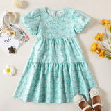 1pc Toddler girl Short-sleeve Cotton Pretty Dress