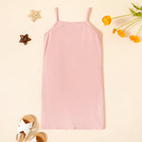 Toddler Girl Casual Solid Suspender Dress