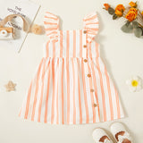 Trendy Toddler Girl Floral Stripe Solid Flutter-sleeve Dress