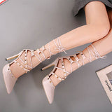 Women's Beaded Cross Rapeup High Heel shoe - vmlfashion-com