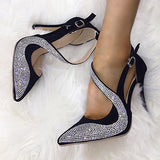 Women's Slipper Style Stiletto Heels Shimmer Effect High Heels - vmlfashion-com