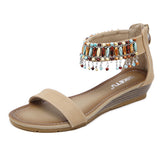 Women's Sandal Dangling Ankle Strap Beaded Embellished - vmlfashion-com