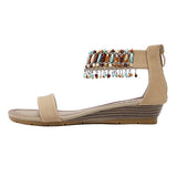 Women's Sandal Dangling Ankle Strap Beaded Embellished - vmlfashion-com