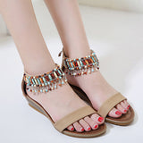 Women's Sandal Dangling Ankle Strap Beaded Embellished - vmlfashion-com