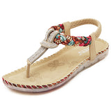 Women's Elastic Heel Strap Rhinestones Thong Sandal Braided Front Strap - vmlfashion-com