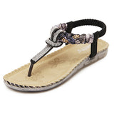 Women's Elastic Heel Strap Rhinestones Thong Sandal Braided Front Strap - vmlfashion-com