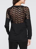 Women's Black Long Sleeve Laced Shoulder Top - vmlfashion-com