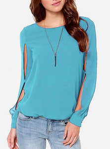 Women's Casual Cutouts on Sleeves Top - vmlfashion-com