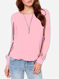 Women's Casual Cutouts on Sleeves Top - vmlfashion-com