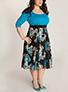 Women Plus Size Retro-Style Flower Dress Blue/Black - vmlfashion-com