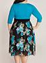 Women Plus Size Retro-Style Flower Dress Blue/Black - vmlfashion-com