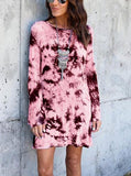 Women's Tie Dyed Mini Long Sleeve Dress - vmlfashion-com